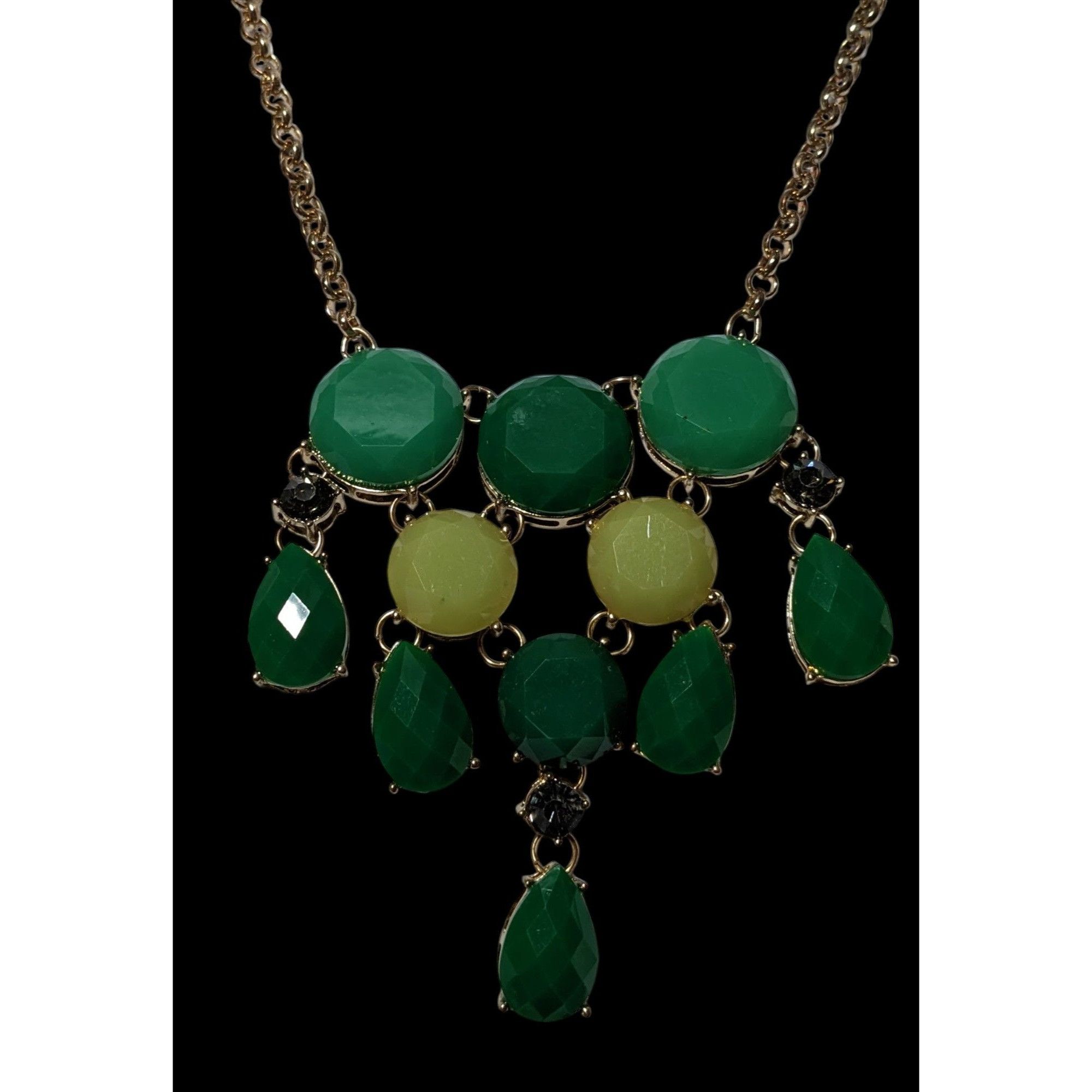 Other Y2K Glam Green Gemmed Fringe Statement Necklace Size ONE SIZE - 2 Thumbnail