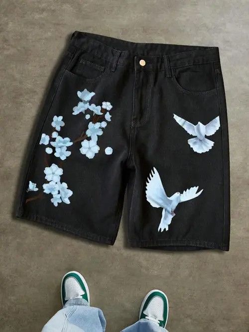 Jean VINTAGE graphic Y2K DRIP denim shorts Size US 34 / EU 50 - 2 Thumbnail