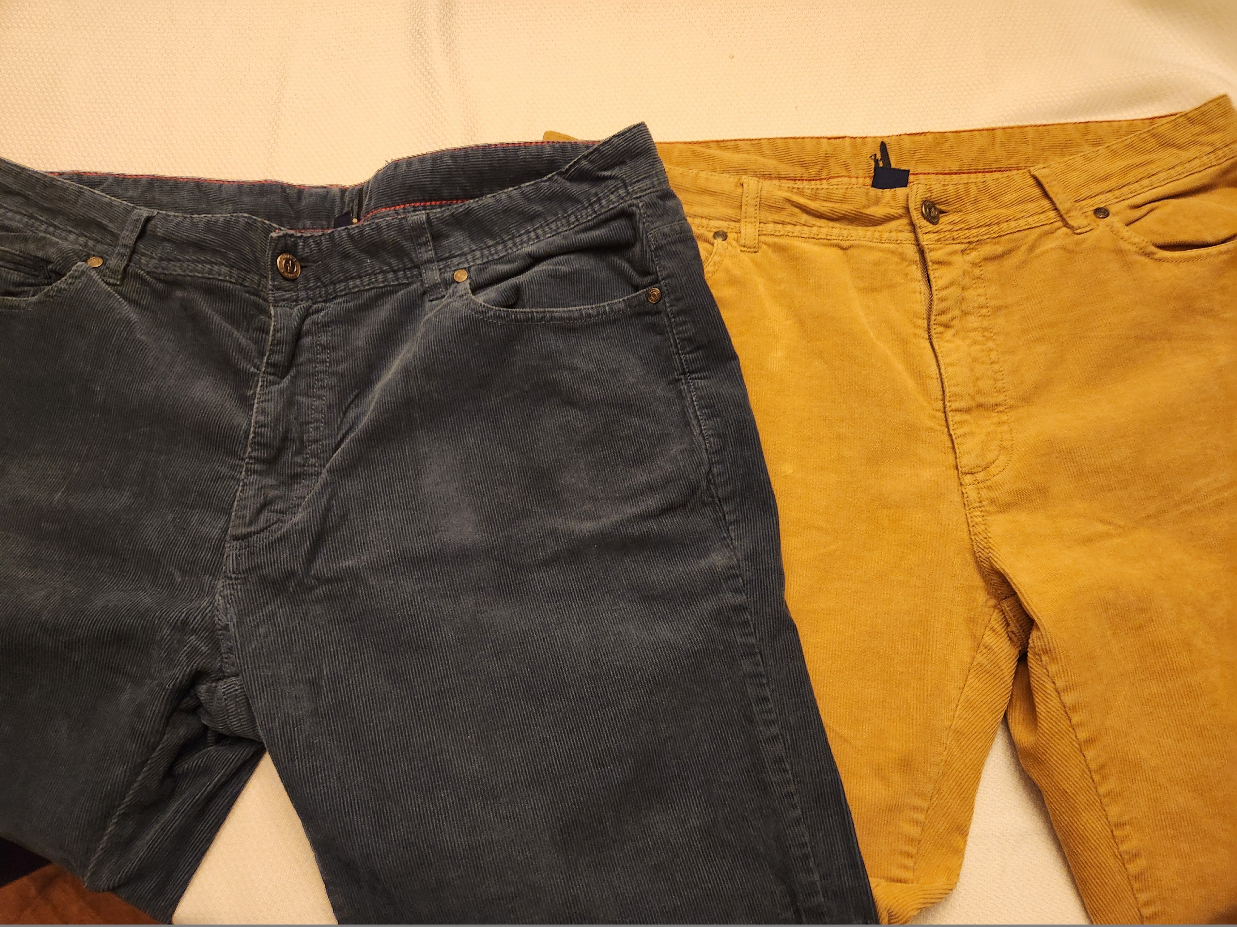 johnnie-O 100% Cotton Blue and Tan Corduroy Jeans Size US 35 - 4 Thumbnail