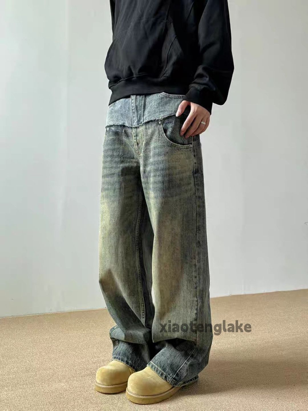 Vintage Washed faded loose baggy skate hiphop double waist jeans Size US 34 / EU 50 - 7 Thumbnail