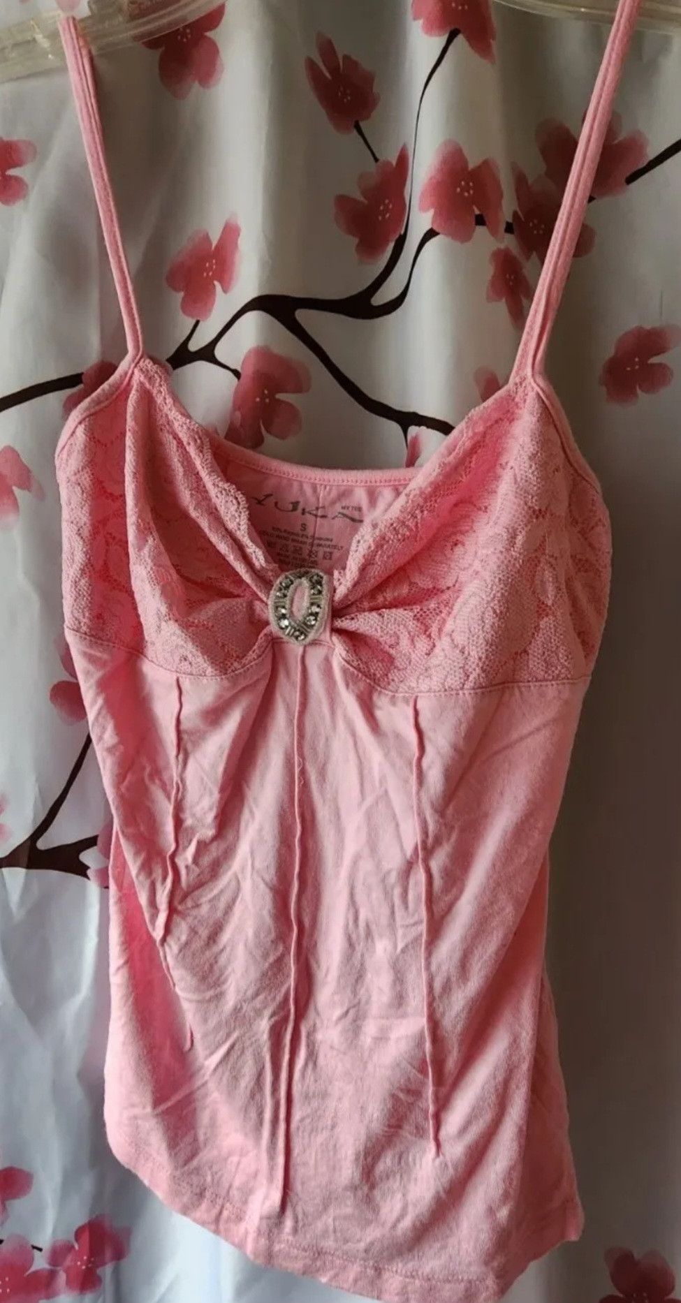 Other Yuka Pink Rhinestone Bead Lace Floral Cami Tank Size Small Size S / US 4 / IT 40 - 1 Thumbnail