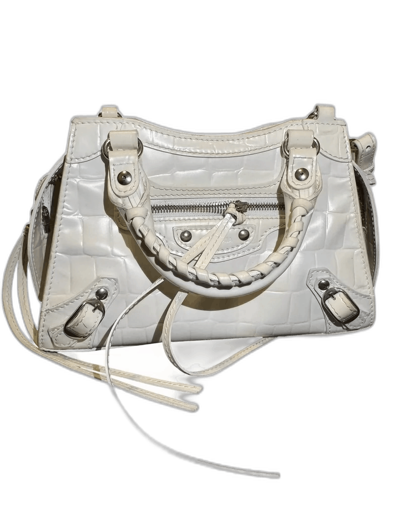 Balenciaga Balenciaga Mini City Bag in White Crocodile Leather Size ONE SIZE - 1 Thumbnail