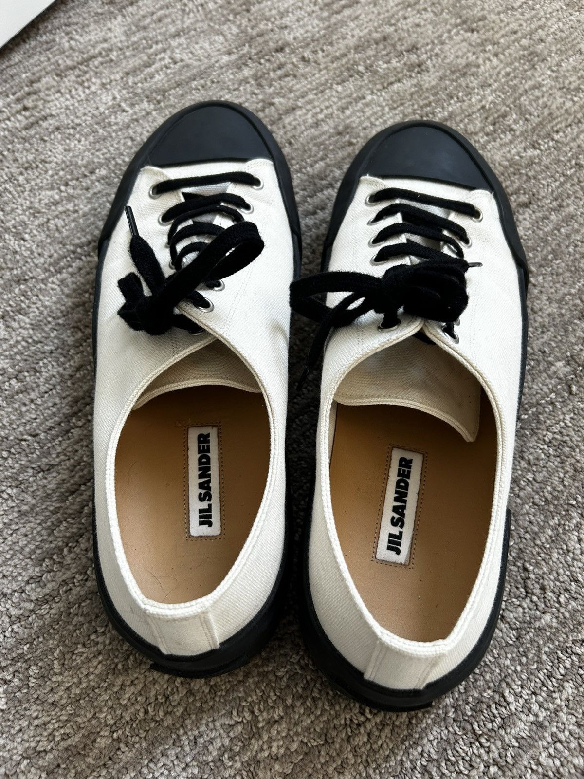 Jil Sander Jill Sander Canvas White and Black Sneakers Size US 10 / EU 43 - 2 Thumbnail