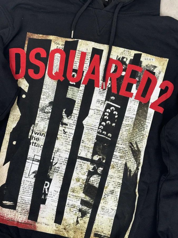 Dsquared2 SS2017 Dsquared2 Black Newspapers Logo Hoodie Size US L / EU 52-54 / 3 - 7 Thumbnail