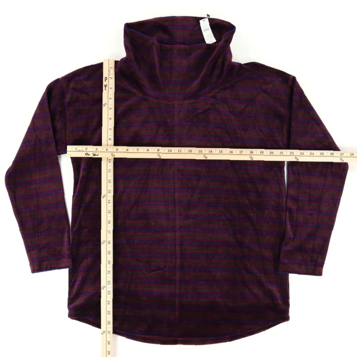Talbots Talbots Velvet Chimney Neck Pullover Striped Sweatshirt Wine Women's L Size L / US 10 / IT 46 - 3 Thumbnail