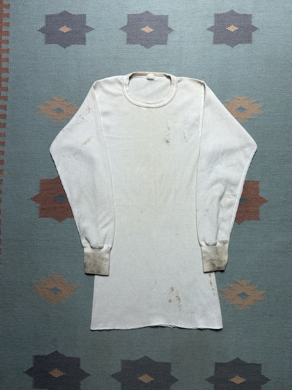 Vintage Vtg waffle knit thermal shirt base layer distressed large Size US L / EU 52-54 / 3 - 1 Thumbnail