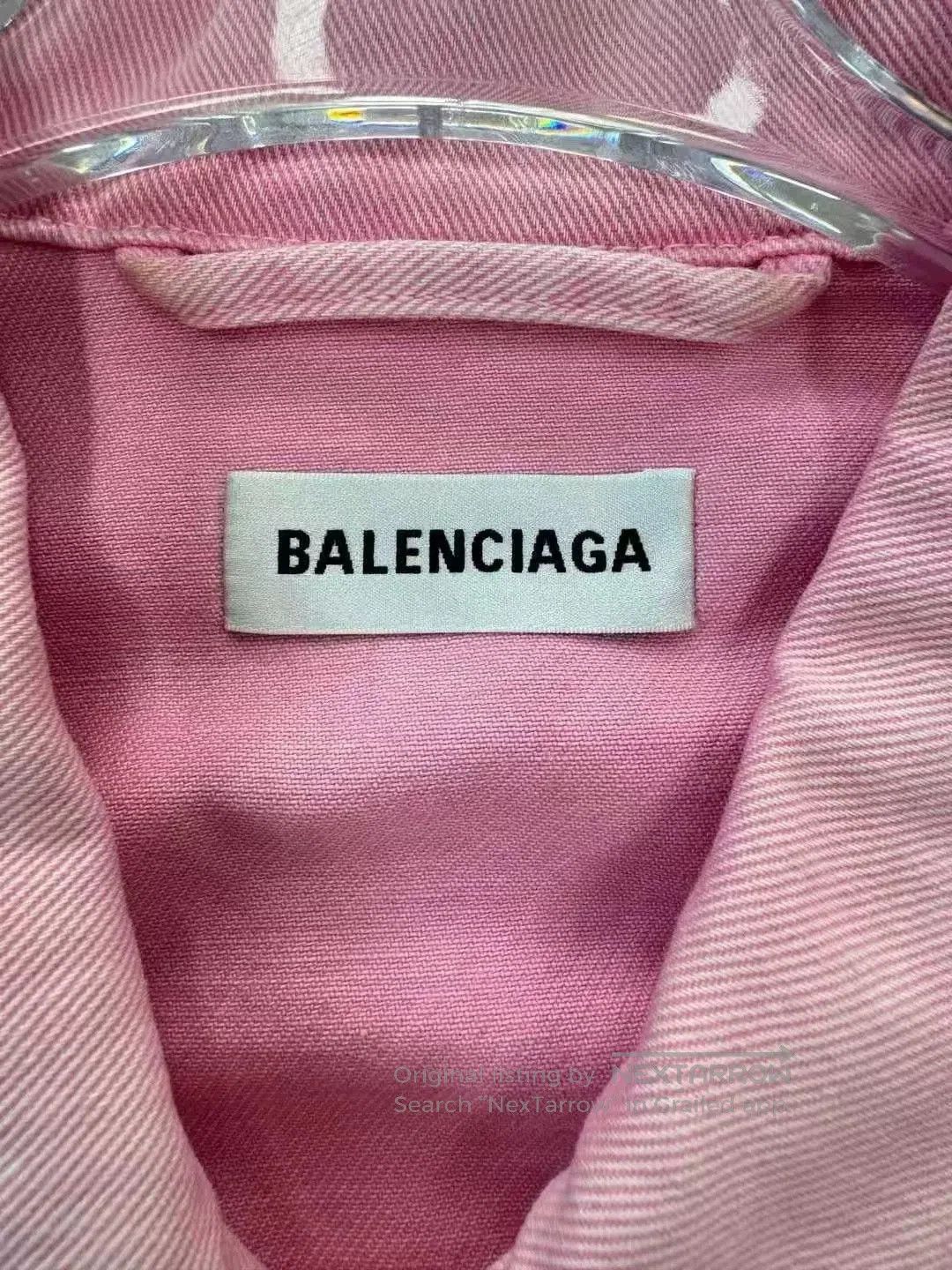 Balenciaga Balenciaga Pink Logo Denim Jacket. Size US XS / EU 42 / 0 - 3 Thumbnail