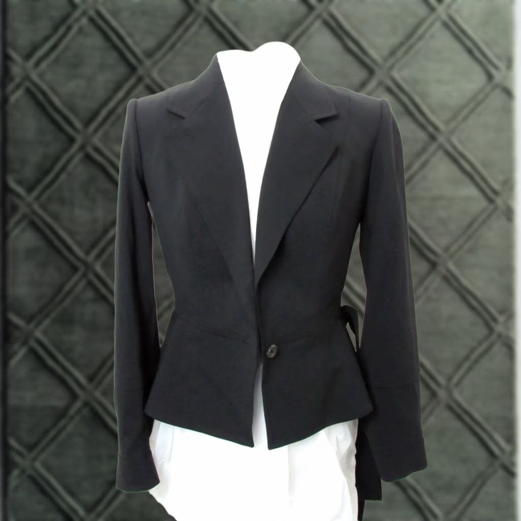 Yves Saint Laurent VINTAGE Saint Laurent Blazer Women Wool Double Breasted Black 42 Collared Padded Fully Lined Vintage YSL Rive Gauche by Tom Ford Size M / US 6-8 / IT 42-44 - 1 Thumbnail