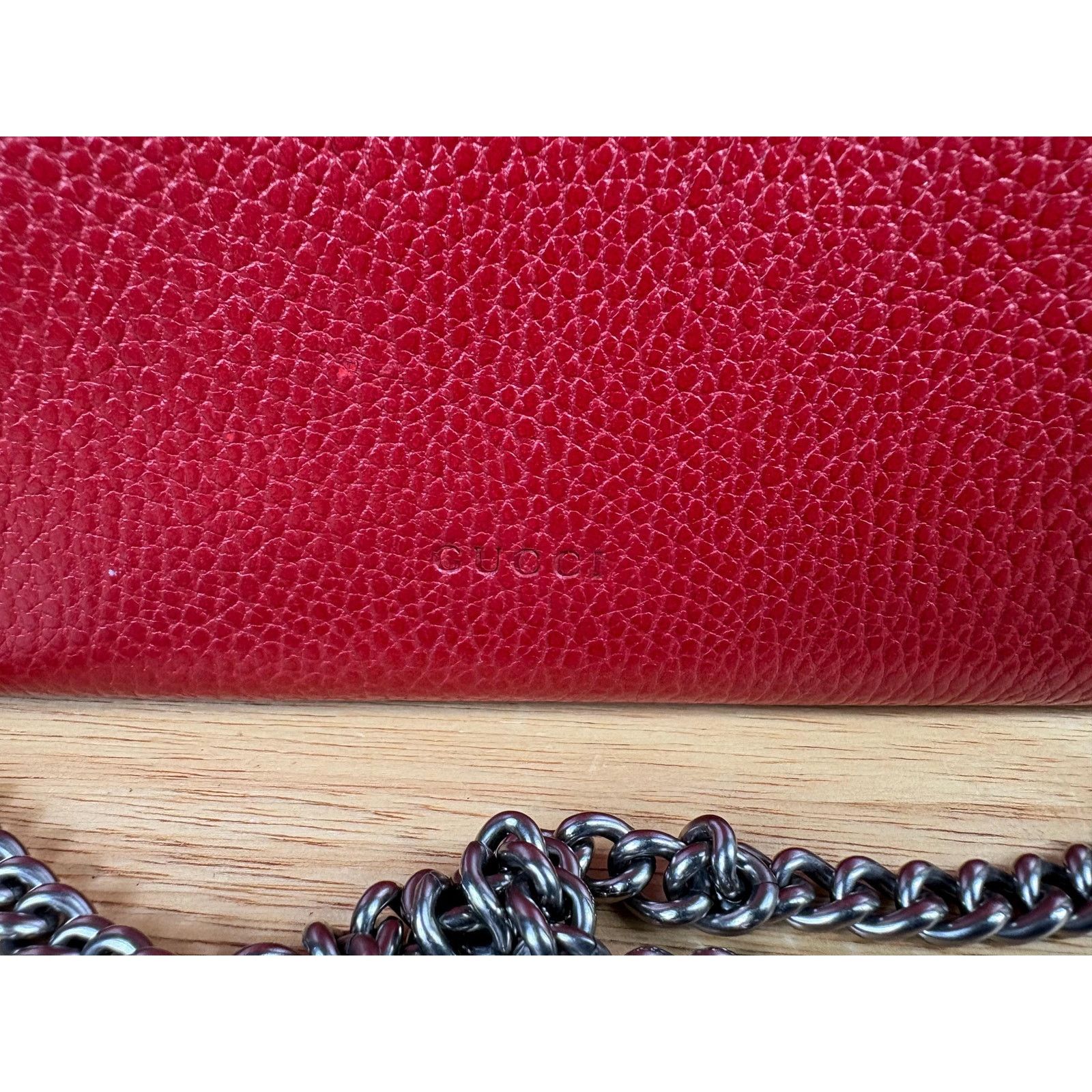Gucci Authentic Gucci Calfskin Mini Dionysus Chain Wallet Red Size ONE SIZE - 9 Thumbnail