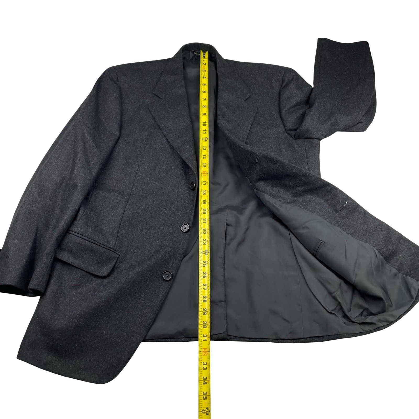 Samuelsohn Samuelsohn Men’s Flannel Wool 2-Button Suit Charcoal Gray • Size 42R - 9 Thumbnail