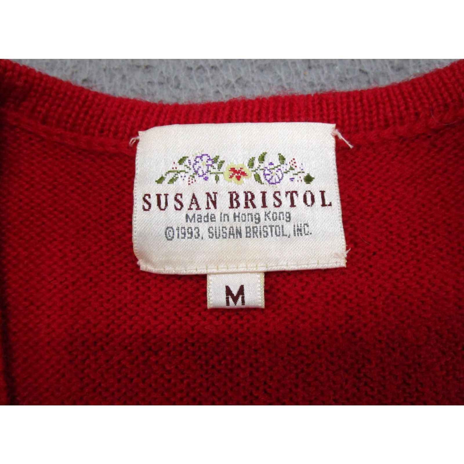 Vintage VINTAGE Susan Bristol Embroidered Pocket Watch Sweater Vest Shirt Womens M Red 90s Knit Cotton Embroidered Vest 90s Womens Vintage 1992 Size M / US 6-8 / IT 42-44 - 2 Thumbnail