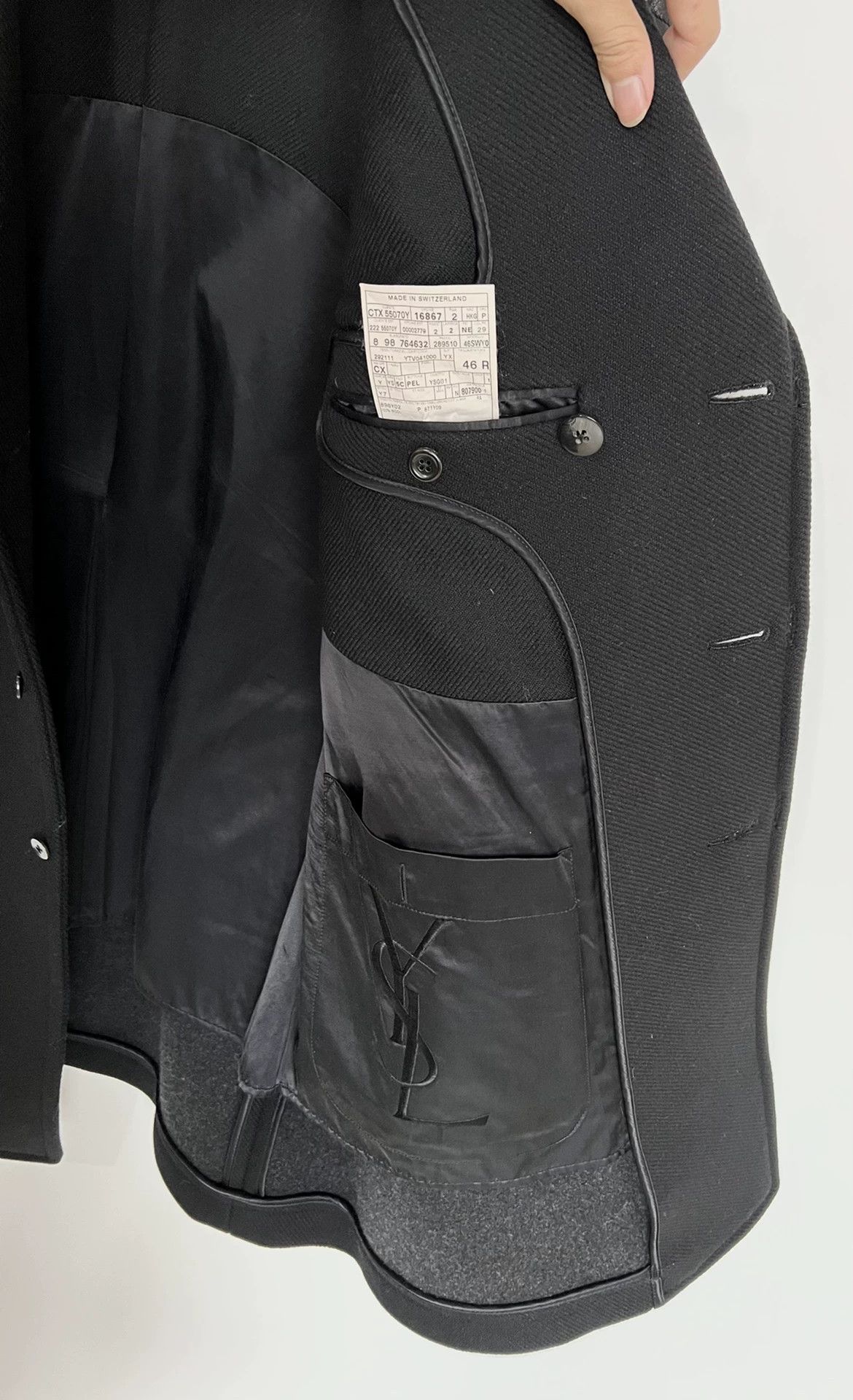 Saint Laurent Paris Saint Laurent SLP Wool Leather Trim Double-Breasted Coat 46 Size US S / EU 44-46 / 1 - 9 Thumbnail