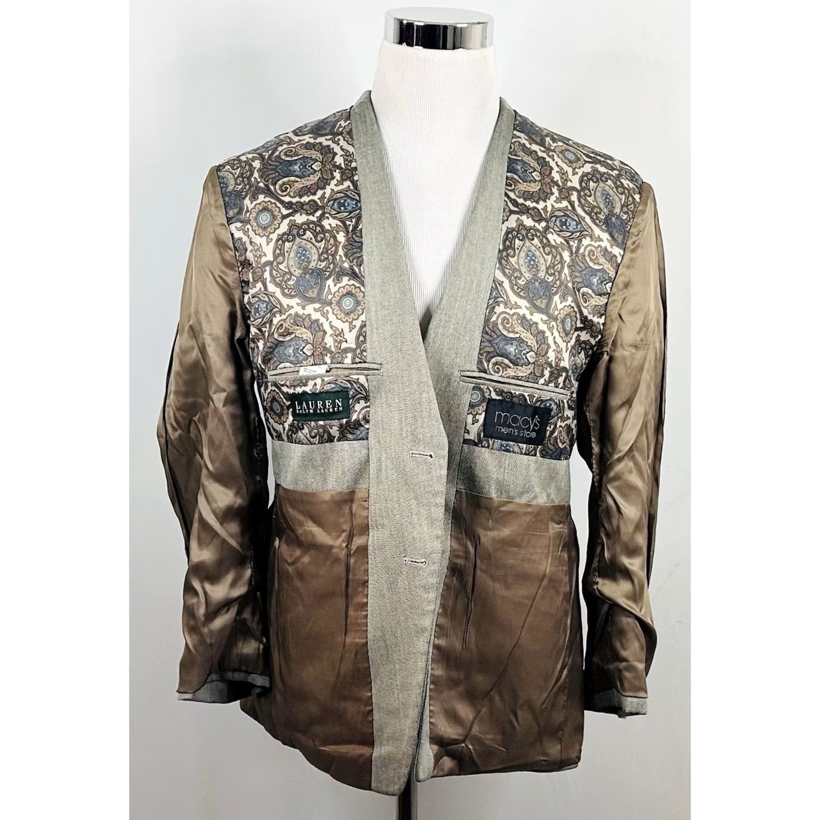 Ralph Lauren Lauren Ralph Lauren Sport Coat 42 Beige Two Button Vented Poly Rayon Floral Lining Size US XS / EU 42 / 0 - 7 Thumbnail