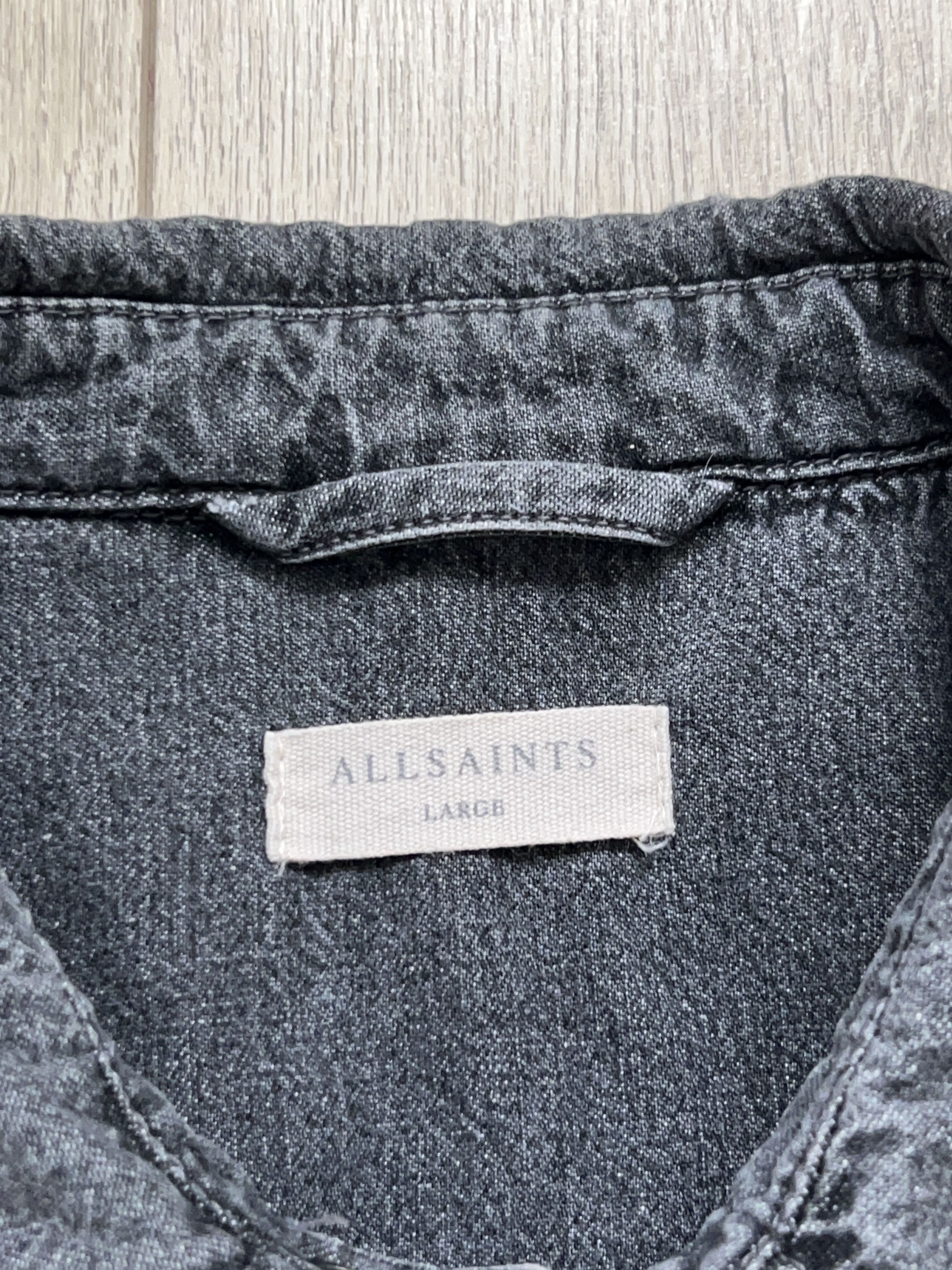 Allsaints Mens Beegan Denim Style Gray Cotton Distressed Shirt Size US L / EU 52-54 / 3 - 3 Thumbnail