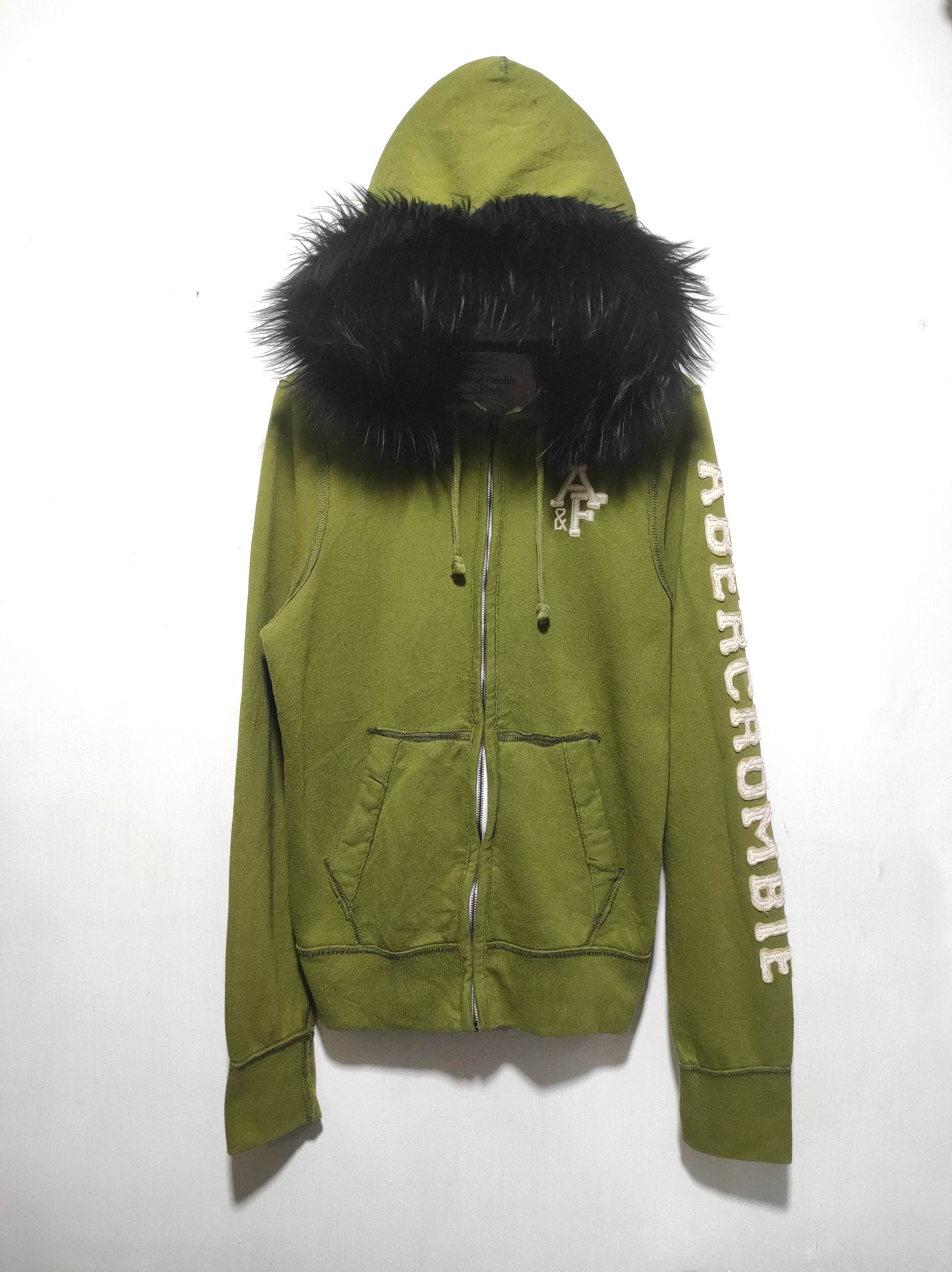 Abercrombie & Fitch Abercrombie Green Zipper Fur Hoodie LGB i6w9 style Size US L / EU 52-54 / 3 - 2 Thumbnail