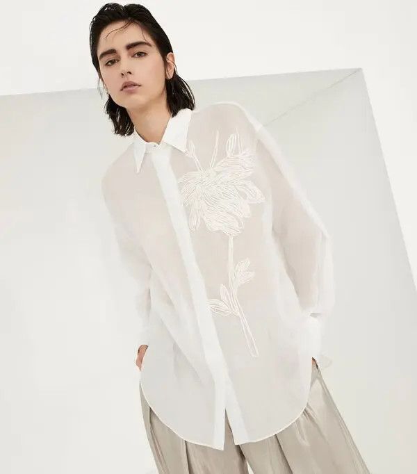 Brunello Cucinelli o1w1db10825 Blouse in White Size M / US 6-8 / IT 42-44 - 2 Thumbnail