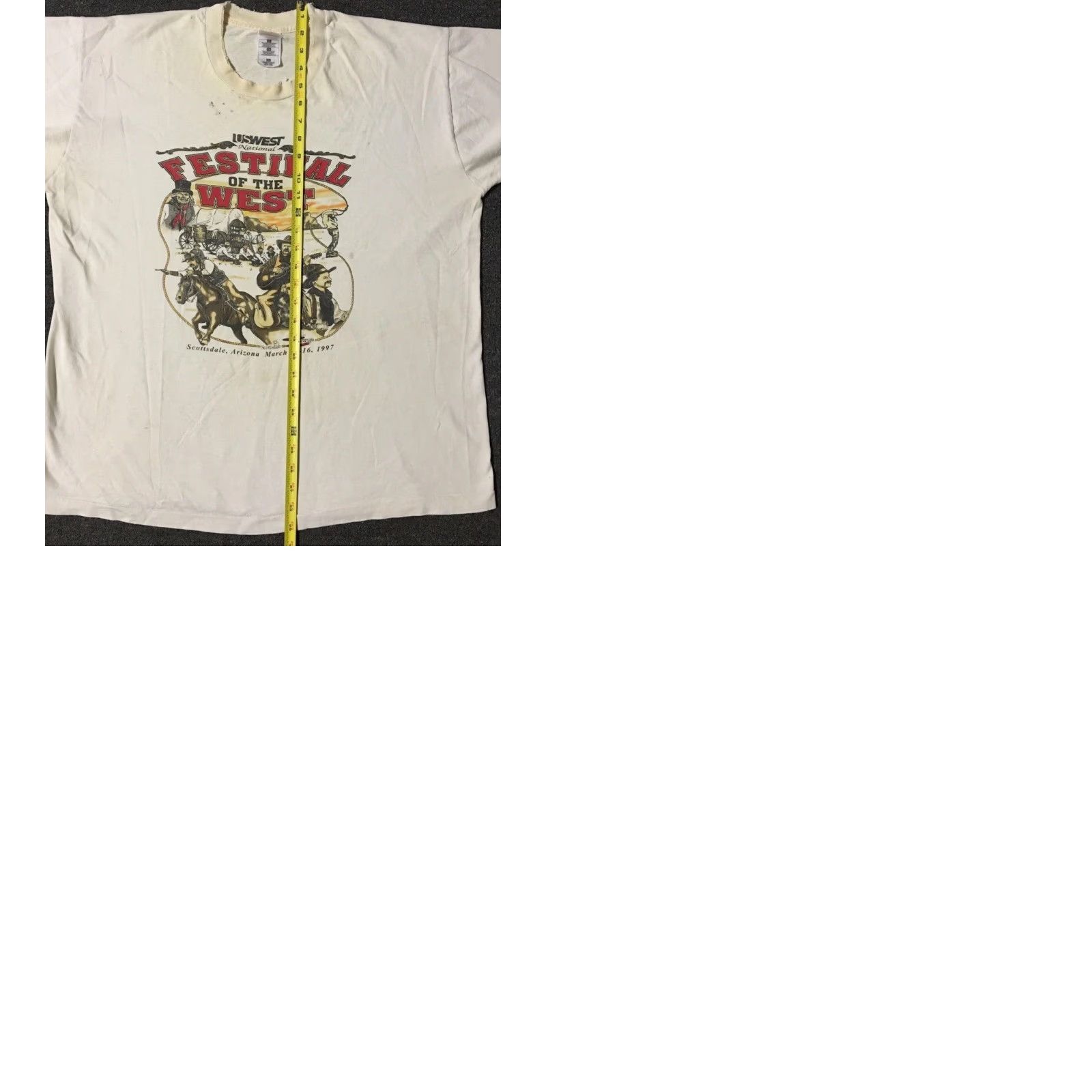 Vintage VINTAGE 90s Arizona Festival Of The West Faded Distress Shirt XL White Men T-Shirt Grunge Sun Palm Trees Beach Southwestern Cactus Sketch Size US XL / EU 56 / 4 - 12 Thumbnail