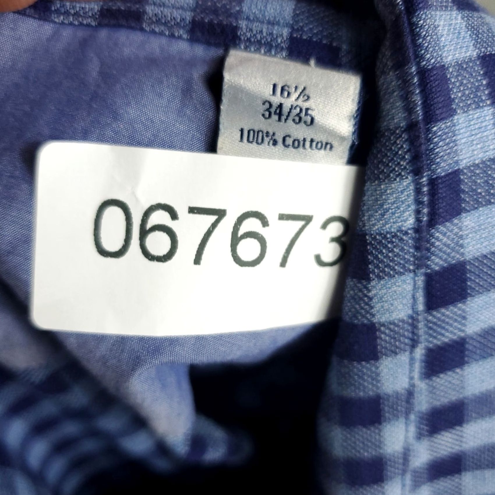 Vintage Penguin Shirt Mens 16.5 Blue Check Slim Fit Dress Button Up Long Sleeve Size 46R - 8 Thumbnail