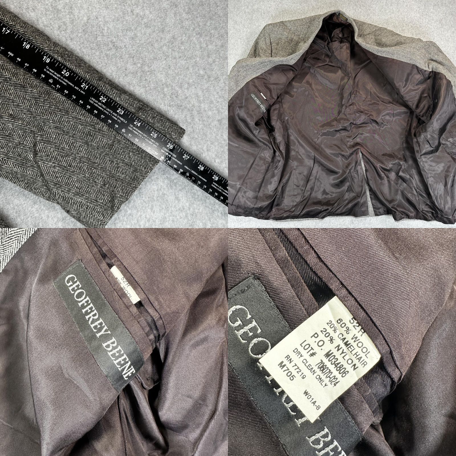 Geoffrey Beene Geoffrey Beene Sport Coat - Men's Gray Herringbone Tweed Wool Two-Button Single-Breasted Jacket 52 Regular Size US L / EU 52-54 / 3 - 8 Thumbnail