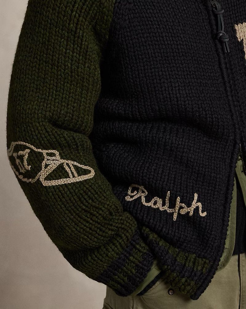 Polo Ralph Lauren POLO RALPH LAUREN Wool Shawl-Collar XL Cardigan Black Olive Size US XL / EU 56 / 4 - 7 Thumbnail