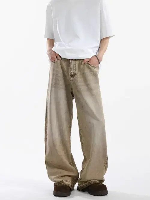 Jean Vintage straight leg casual baggy jeans Size US 34 / EU 50 - 6 Thumbnail