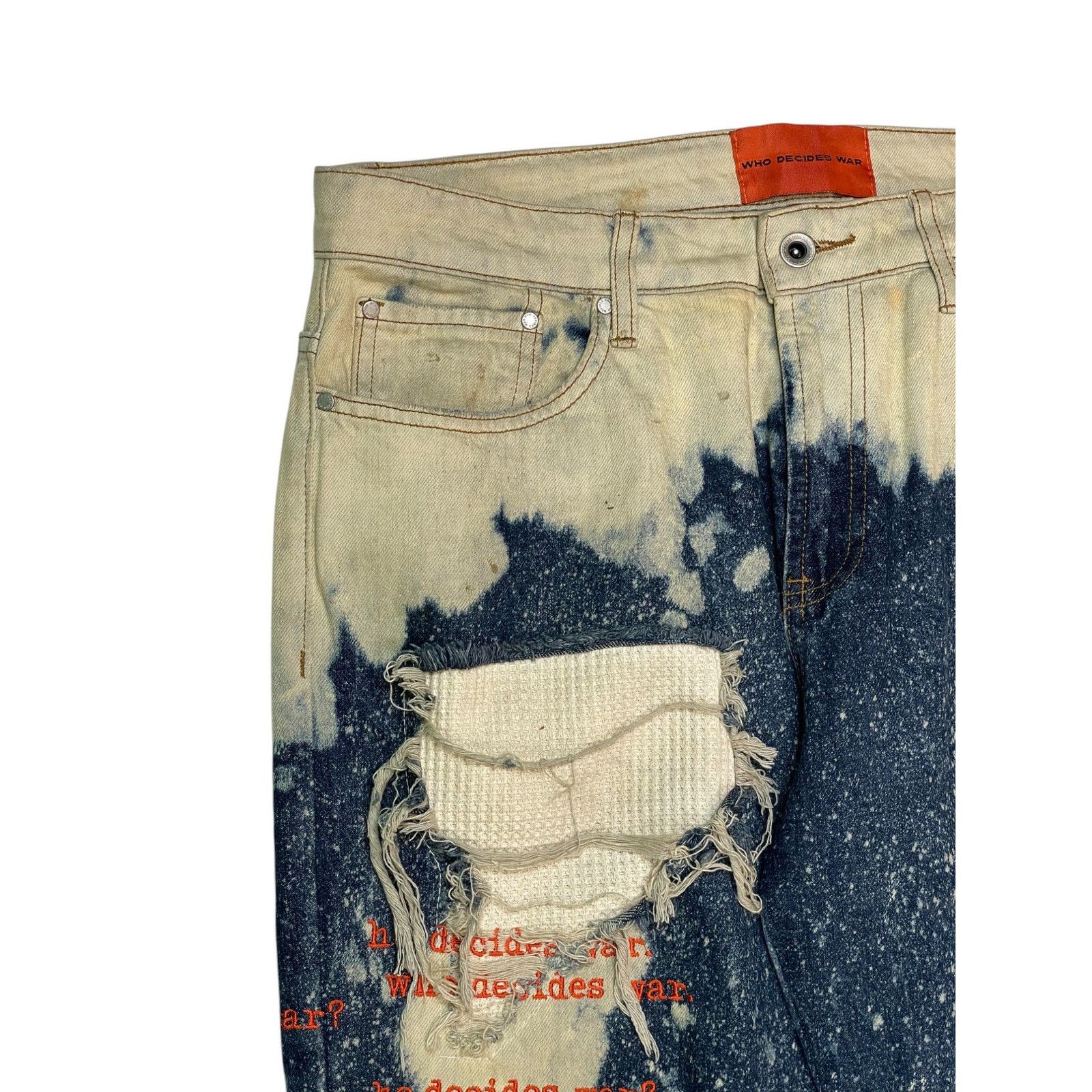 Who Decides War WDW Bleached Scripture Denim Dark Wash Jeans Size US 34 / EU 50 - 4 Thumbnail