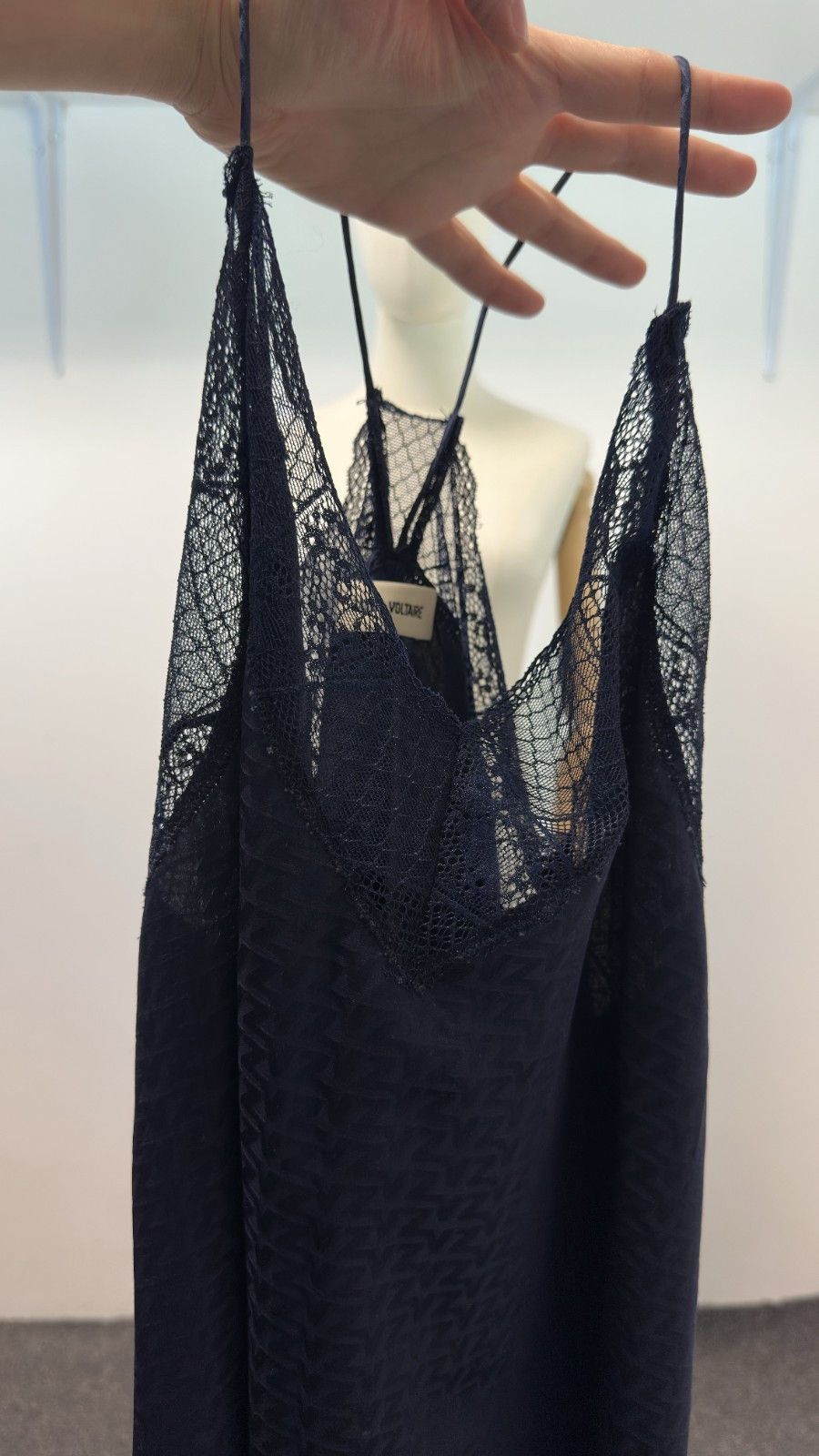 Zadig & Voltaire Zadig & Voltaire Risty Navy Blue Silk Dress Lace Trim Size XS / US 0-2 / IT 36-38 - 9 Thumbnail