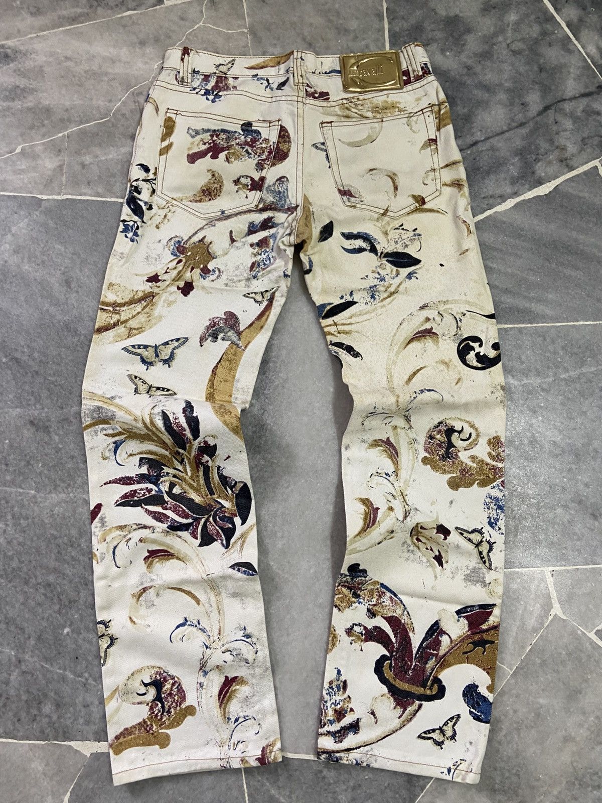 Just Cavalli Juat Cavali Floral Print Flared denim jeans Size US 32 / EU 48 - 2 Thumbnail