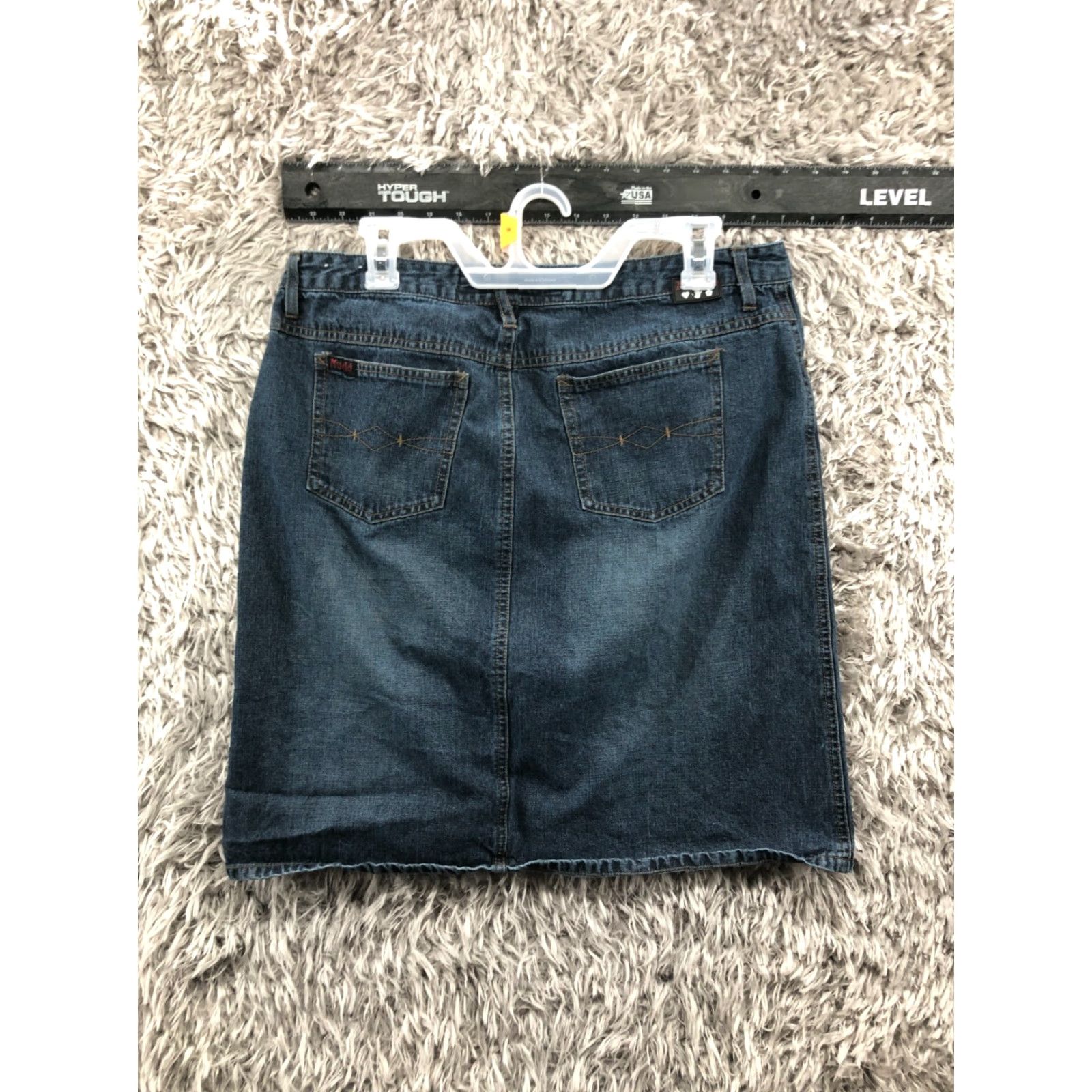 Denime Mudd Denim Skirt Juniors Size 13 Knee Length Dark Wash Blue Denim ZIP Button Slit Casual Women/Mini/SKIRT Size 34" / US 12 / IT 48 - 6 Thumbnail