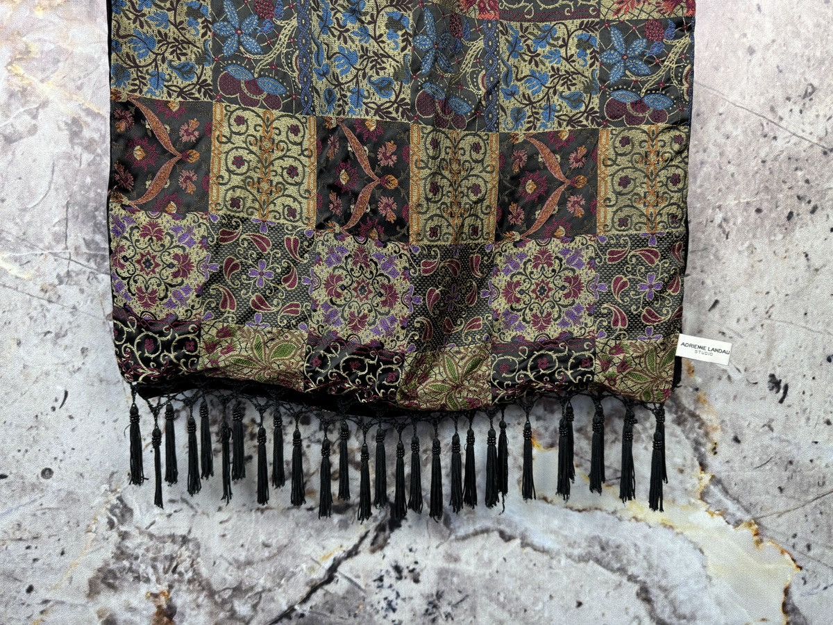 Other Adrienne Landau Patchwork Silk Blend Scarf Fringe Wrap Size ONE SIZE - 4 Thumbnail