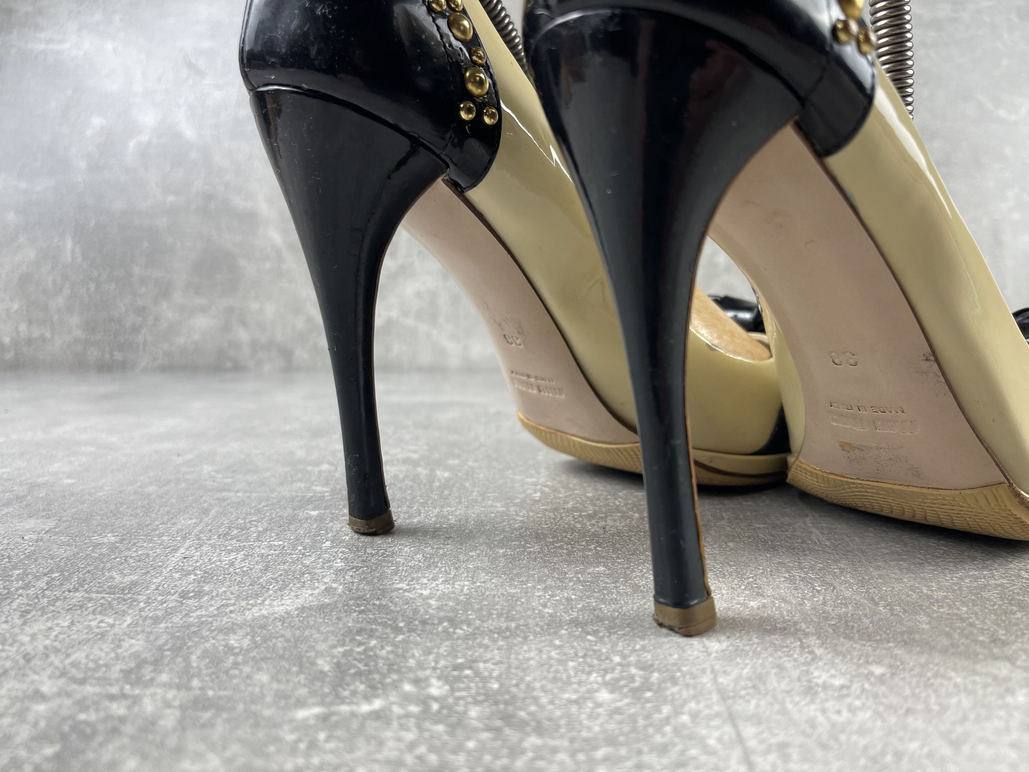 Miu Miu Miu miu rubber open toe beige / black pumps heels shoe Size US 8 / IT 38 - 6 Thumbnail