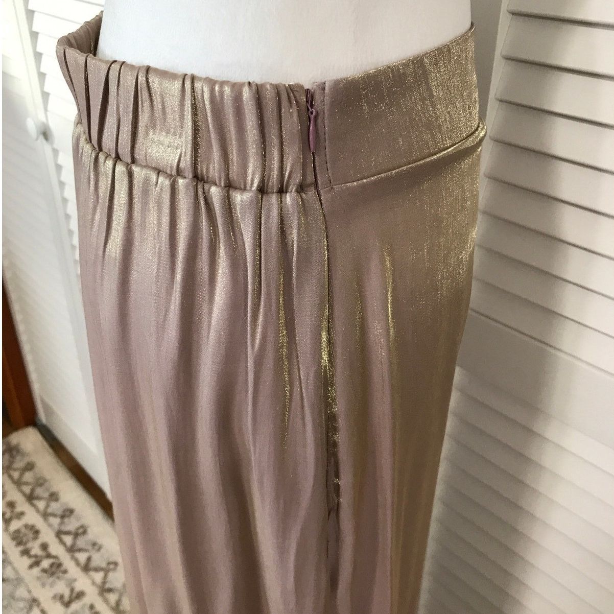 Other Elegant Taupe Metallic Silky Long Sleeve Set A-line Maxi M/L Size M / US 6-8 / IT 42-44 - 5 Thumbnail