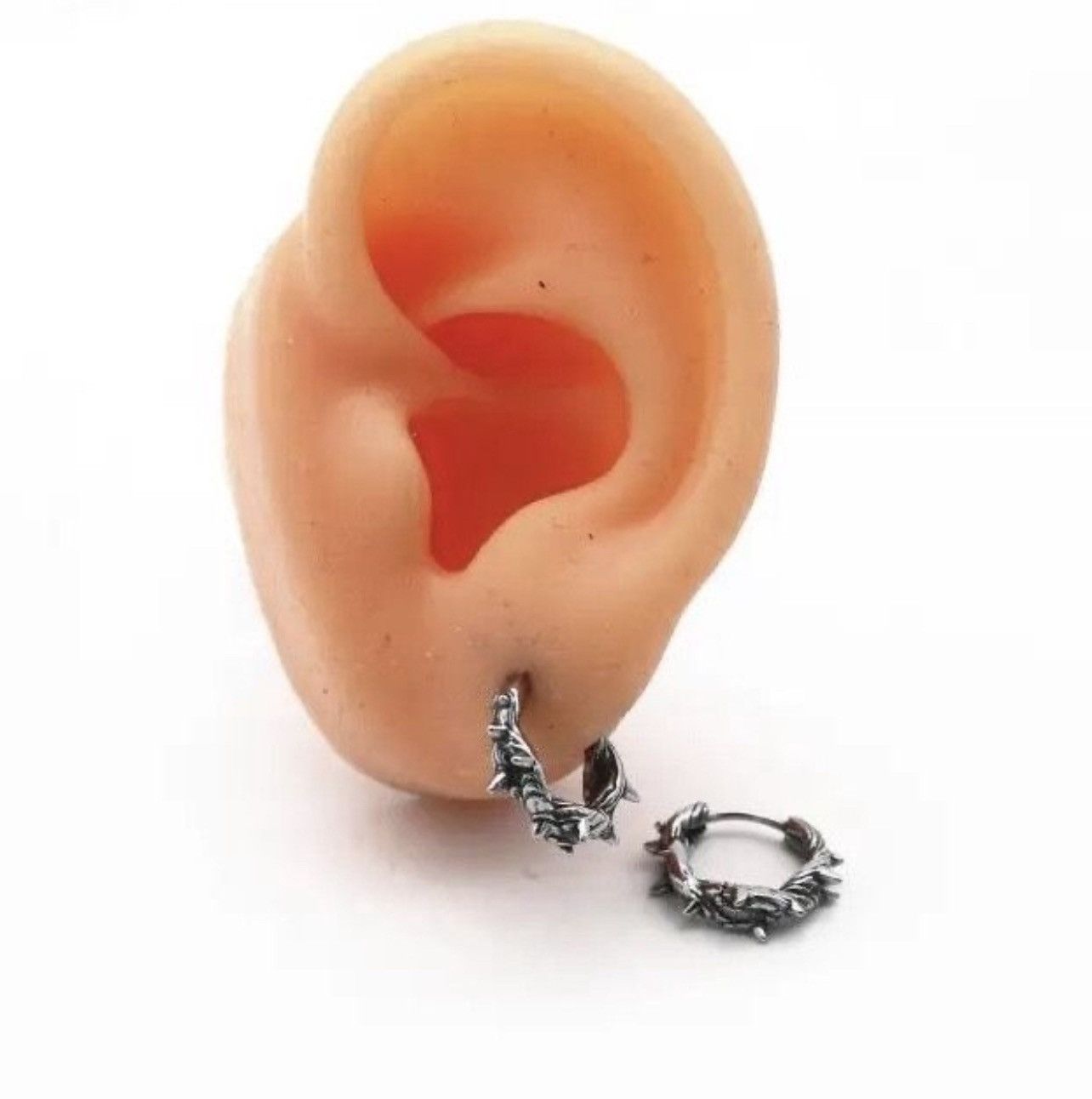 Jewelry Retro Punk Black Thorn Hoop Earrings Size ONE SIZE - 1 Thumbnail