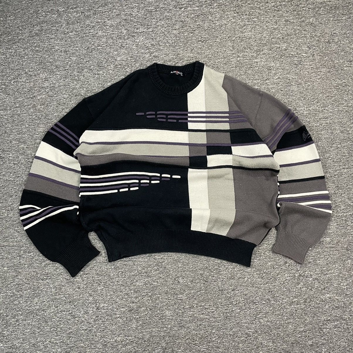 ALAIN DELON × Designer × Vintage Vintage Alain Delon Paris Geometric Sweater Knitwear Size US XL / EU 56 / 4 - 2 Thumbnail