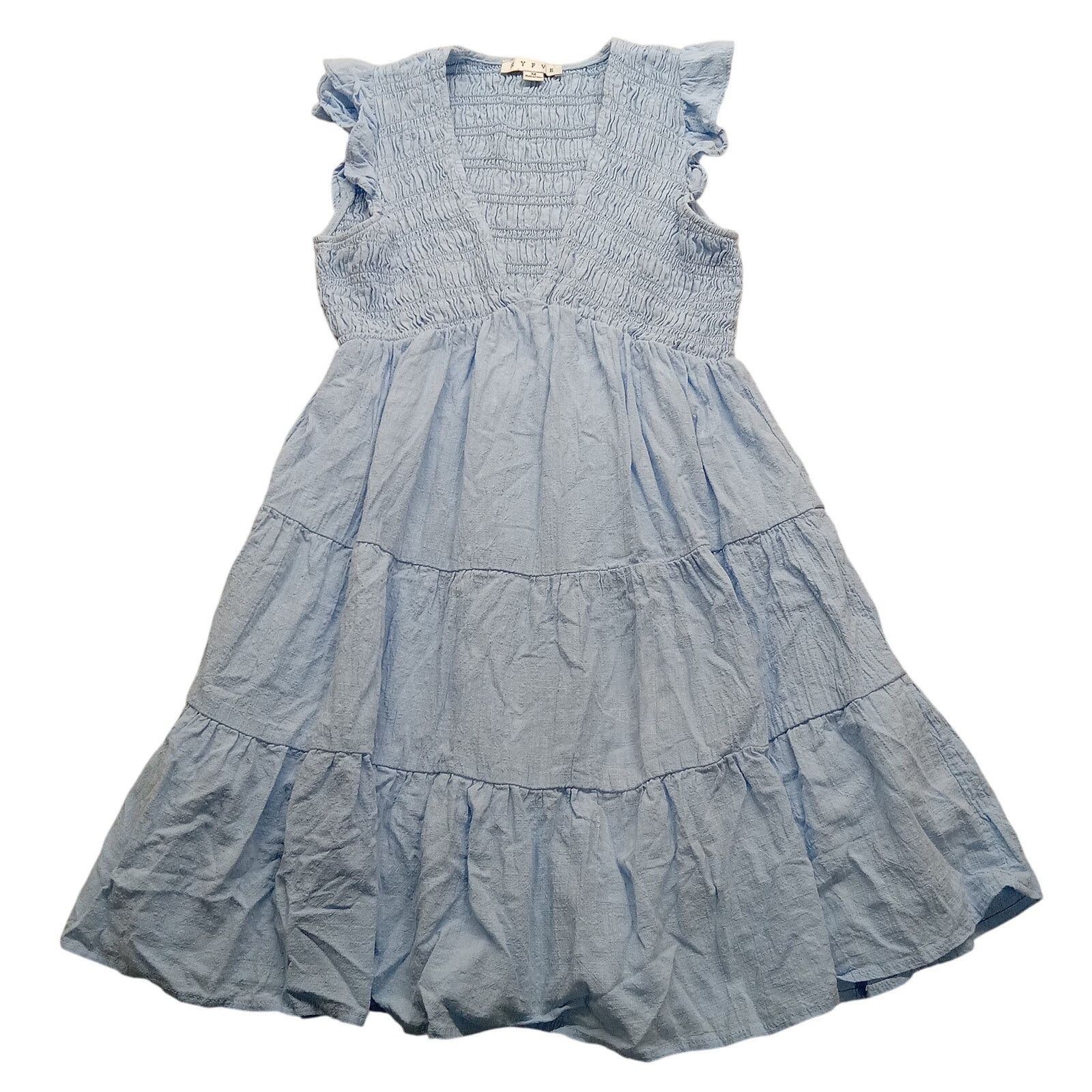 & Other Stories HyFVE Dress M Women's Blue Lined Tiered Ruffle Crinkle Size M / US 6-8 / IT 42-44 - 1 Thumbnail