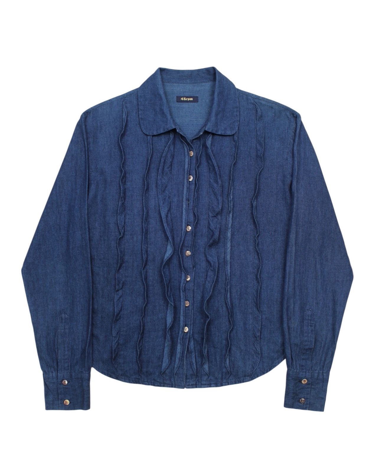 45rpm 2010S 45RPM INDIGO RUFFLED DENIM BLOUSE Size M / US 6-8 / IT 42-44 - 1 Thumbnail