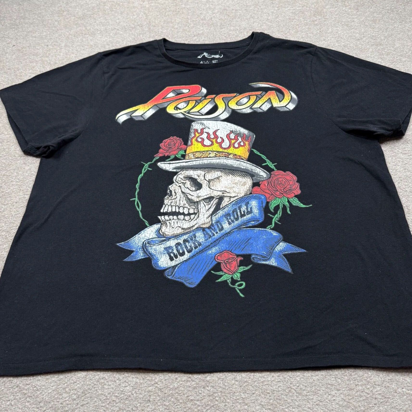 Vintage Poison Graphic T Shirt Size 3XL Black Short Sleeve Rock Band Music Casual Tee Ladies Womens Size XXL / US 16-18 / IT 52-54 - 3 Thumbnail