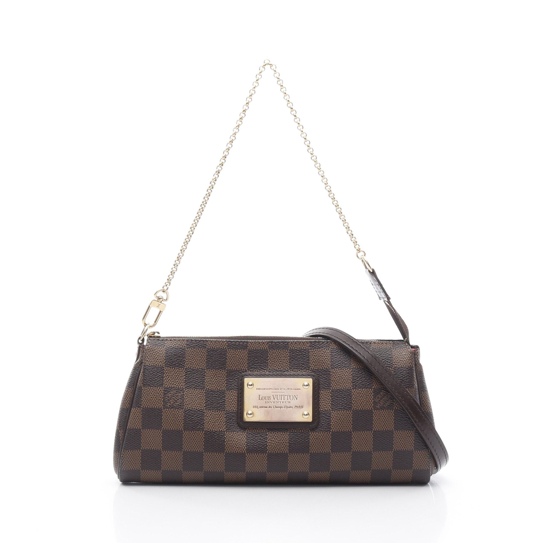 Louis Vuitton Louis Vuitton Eva Damier Ebene Chain Handbag Leather Brown Size ONE SIZE - 1 Thumbnail