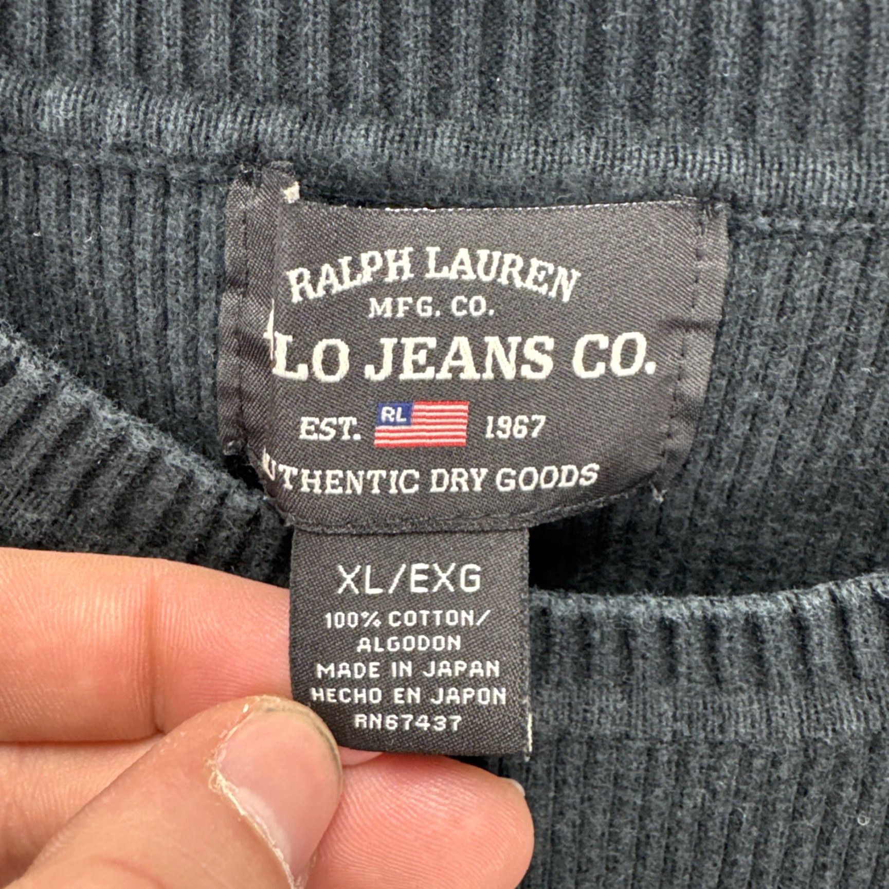 Ralph Lauren VINTAGE Ralph Lauren Polo Jeans Company Men's Ribbed Sweater USA Flag Black XL Crew Neck Pullover Knit Sweatshirt Embroidered Logo Size US XL / EU 56 / 4 - 2 Thumbnail