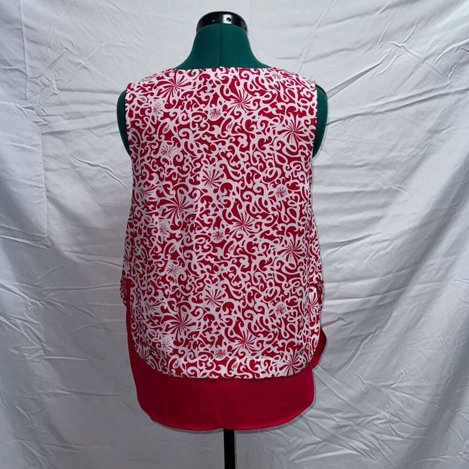 Other Halogen Red Print Sleeveless Blouse | Sz PL Size M / US 6-8 / IT 42-44 - 4 Thumbnail