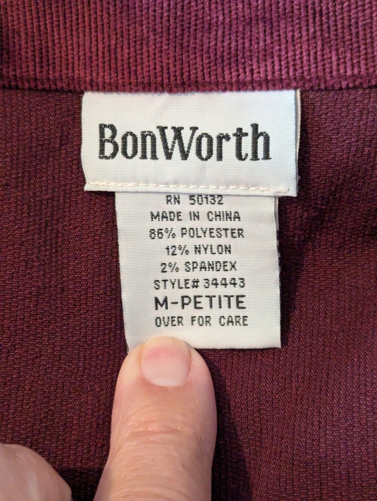 Other BonWorth Jacket Women Medium Petite Burgundy Corduroy Zip Size M / US 6-8 / IT 42-44 - 4 Thumbnail