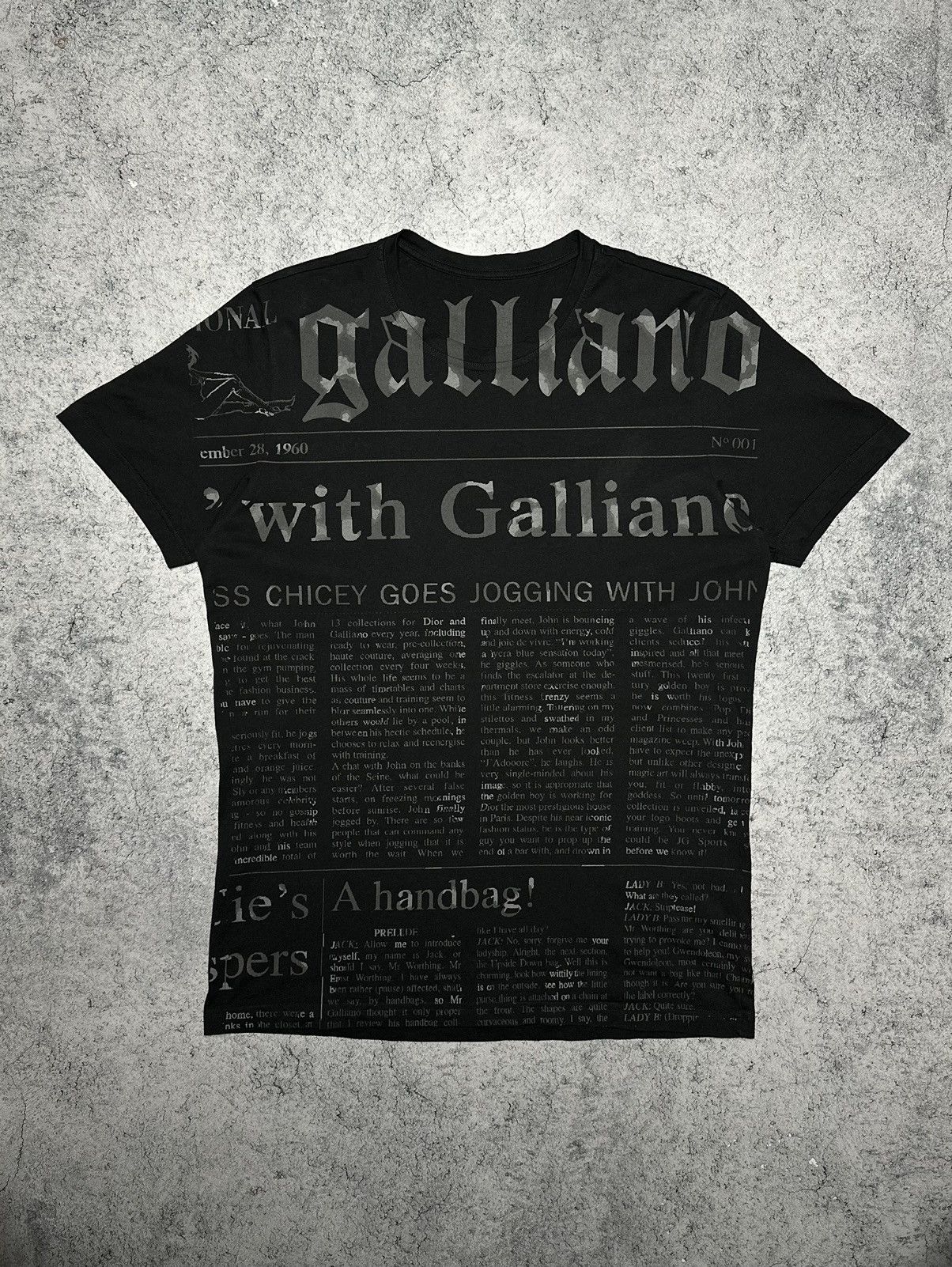 JOHN GALLIANO DRAG NEWS Tシャツ John Galliano Gazette Top Newspaper Print T-shirt Vintage