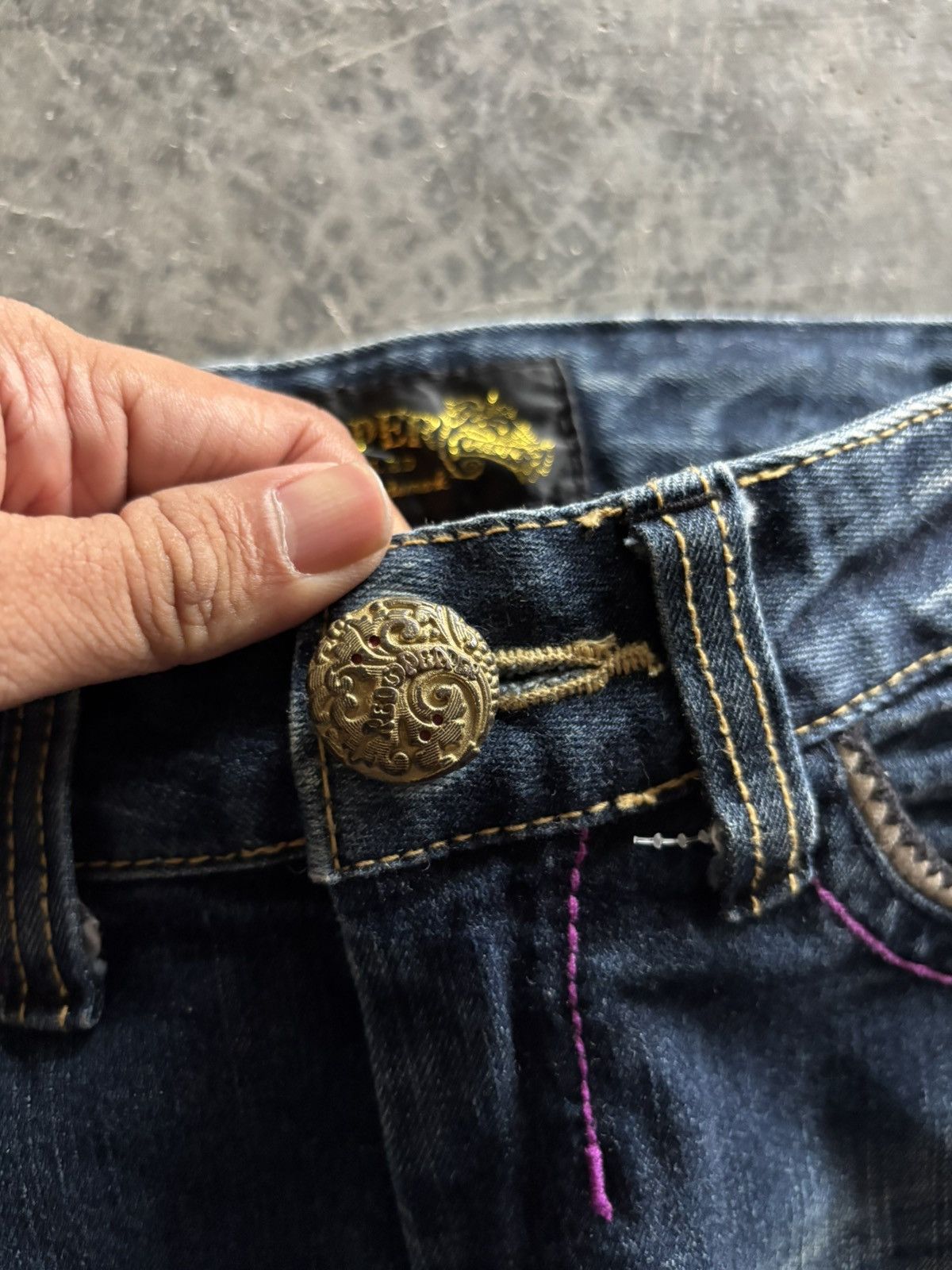 If Six Was Nine RED PEPPER FLARE JAPANESE DENIM LEOPARD FUR BACKPOCKET Size 27" / US 4 / IT 40 - 4 Thumbnail
