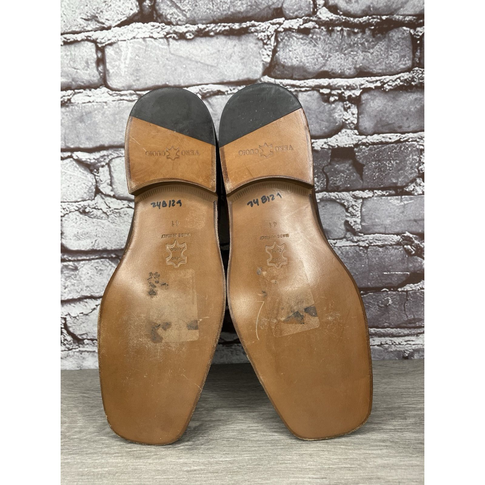 Other Marco Delli Brown Leather Shimmer Square Toe Loafers Dress S Size US 8 / EU 41 - 7 Thumbnail