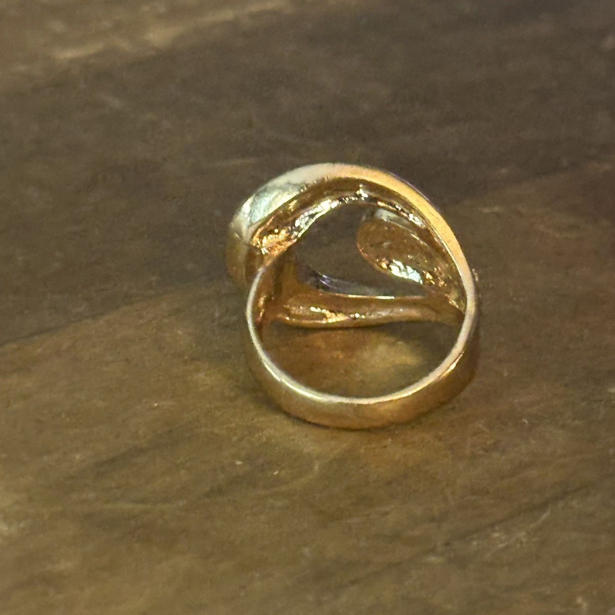 Vintage Vintage gold tone Greek key rhinestone teardrop ring Size ONE SIZE - 6 Thumbnail