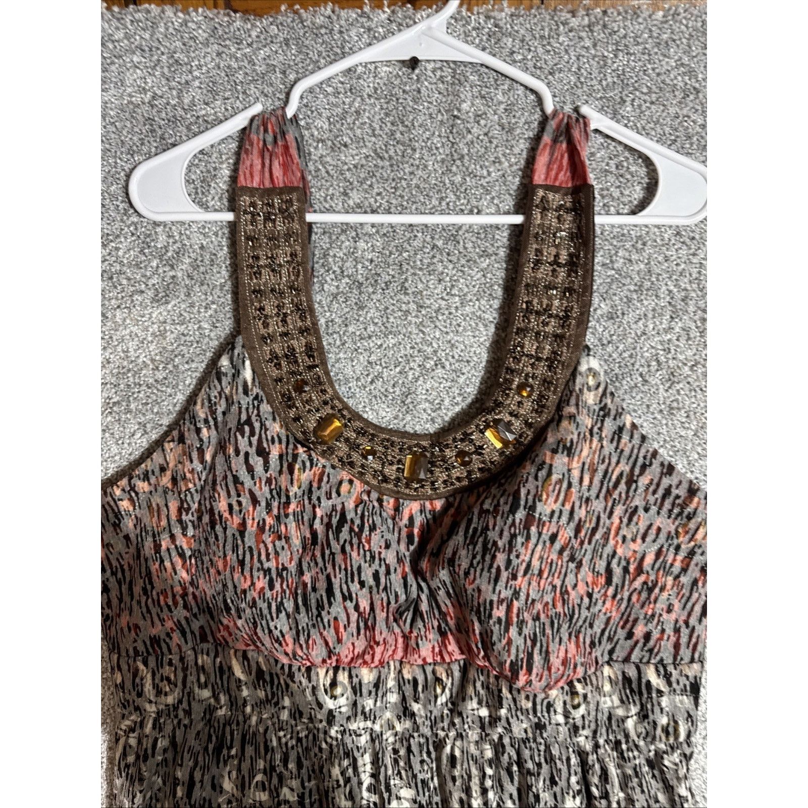 Other Beaded Halter Maxi Dress M Boho Tribal Festival Ethereal Size M / US 6-8 / IT 42-44 - 5 Thumbnail