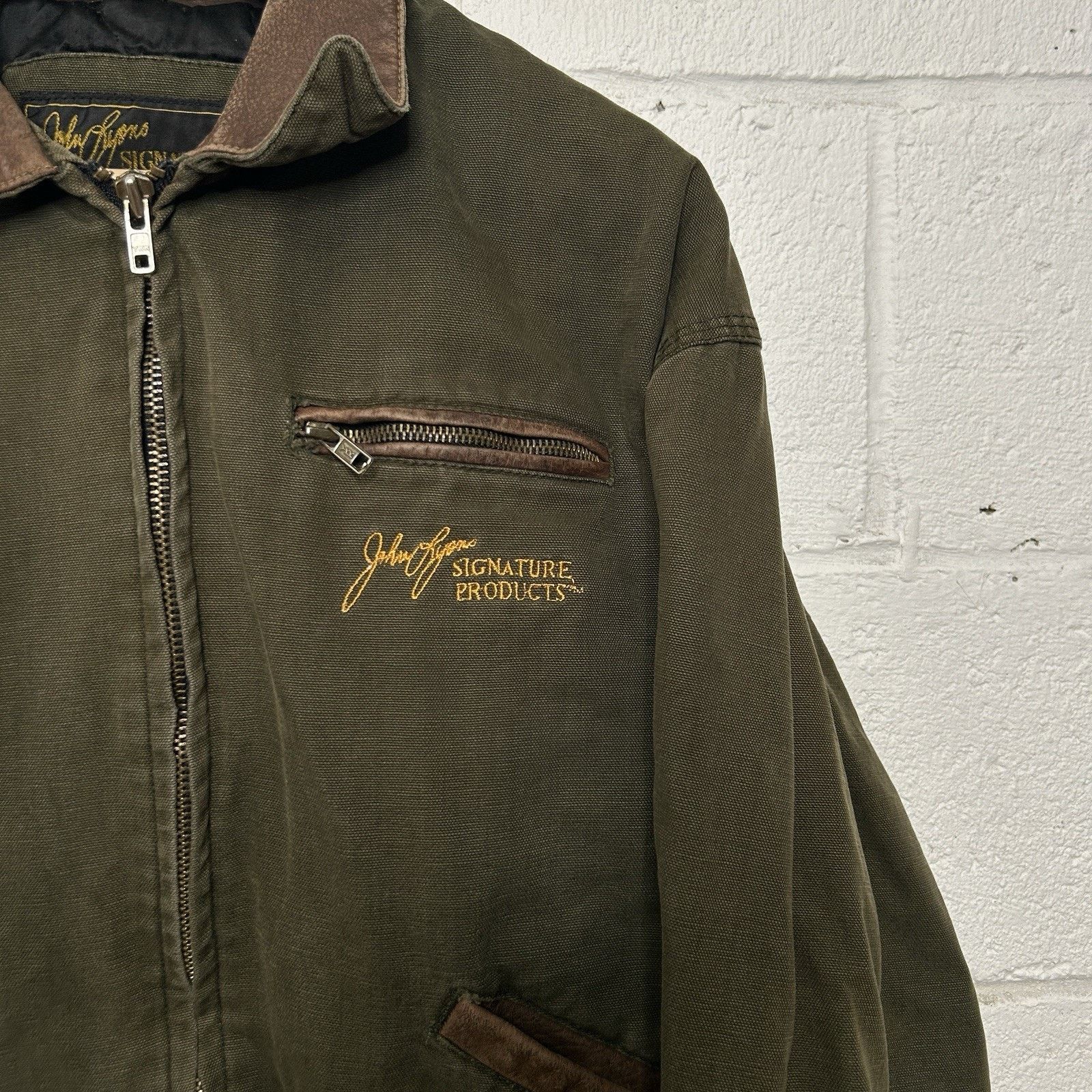 The Unbranded Brand Vintage Quilted Detroit Style Jacket “Moss Green” Size US XL / EU 56 / 4 - 3 Thumbnail