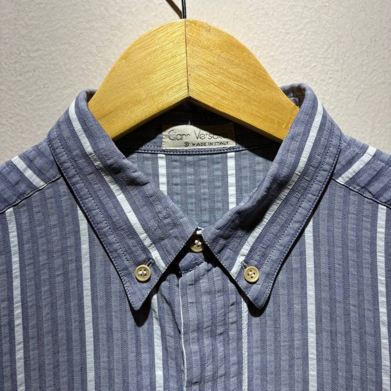 Versace Vintage Gianni Versace Striped Blue Button Down Shirt Size US XL / EU 56 / 4 - 7 Thumbnail