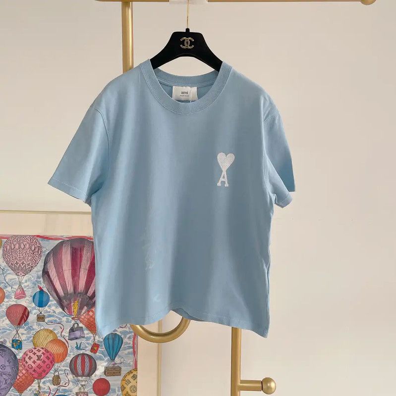 AMI AMI PARIS Navy Blue Color Red Heart T-shirt XS Unisex | Grailed