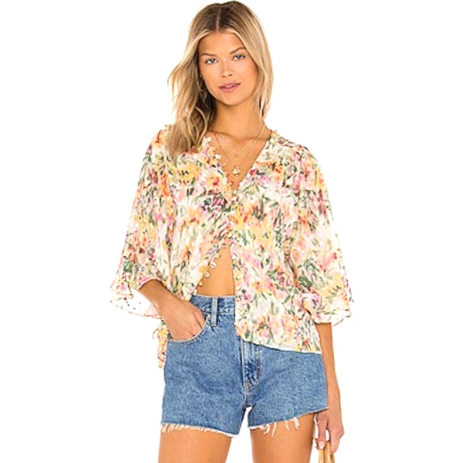 MISA Los Angeles Misa Los Angeles Top Womens S Para Bahara Floral Print Chiffon Women Size Size S / US 4 / IT 40 - 5 Thumbnail